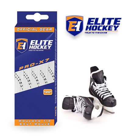 Elite Hockey Prolace Non-Waxed Moulded Tipped WIDE LACE - White/Black