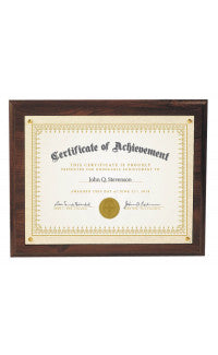 Recessed Certificate Plaque, Cherrywood