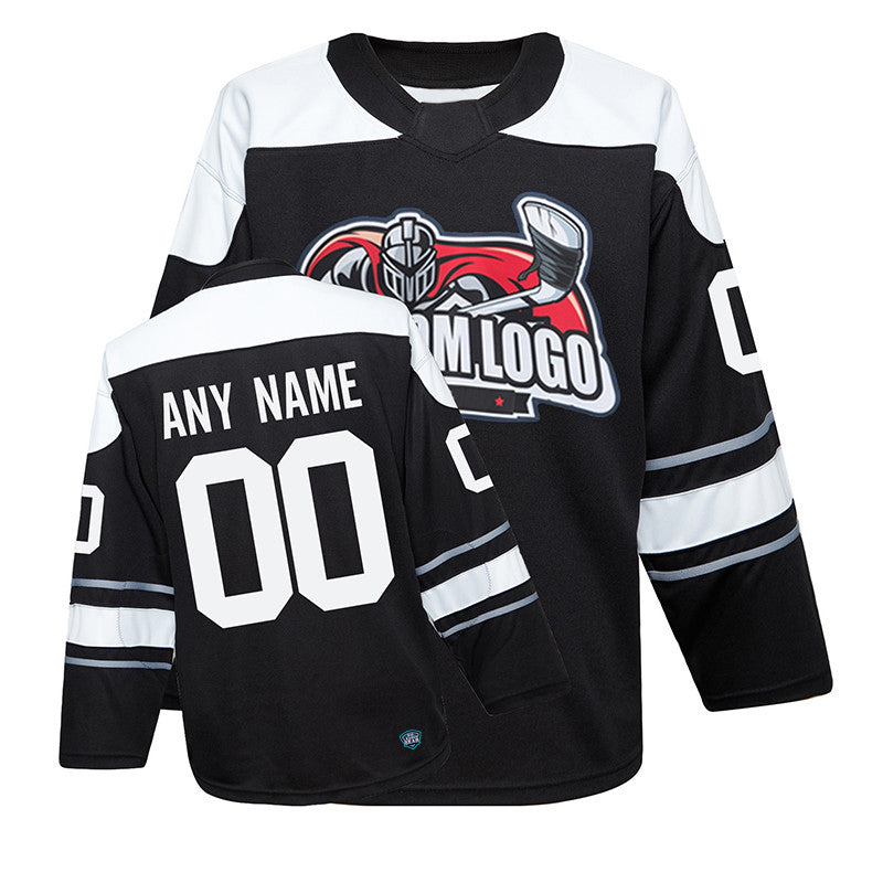 Custom Hockey Jersey Gray Light Blue-White