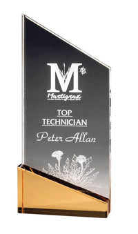 Load image into Gallery viewer, Clear Acrylic Peak, Gold Base 9&quot;
