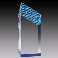 Load image into Gallery viewer, Clear Acrylic Waterfall Tower, Blue Foil Base 7"
