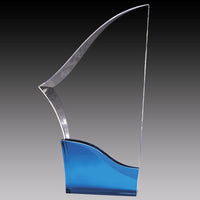Load image into Gallery viewer, Clear Acrylic Sabre, Blue Base 9.5"
