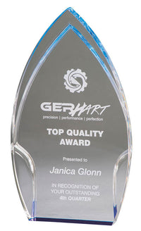 Load image into Gallery viewer, Clear Acrylic Rounded Peak, Blue Foil Base 9"
