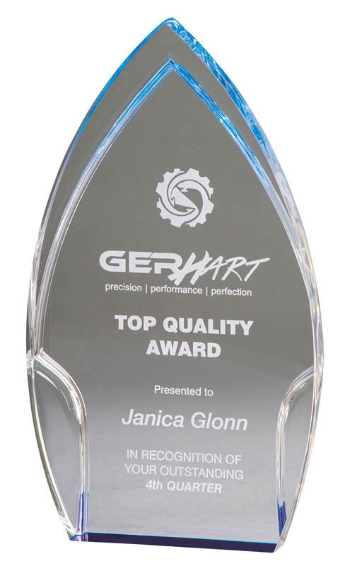 Clear Acrylic Rounded Peak, Blue Foil Base 9"