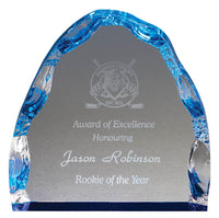 Load image into Gallery viewer, Clear Acrylic Iceberg, Blue Foil Base 4&quot;
