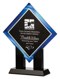 Load image into Gallery viewer, Black Acrylic Diamond w Blue Accent, Top &amp; Base 10&quot;
