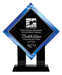 Load image into Gallery viewer, Black Acrylic Diamond w Blue Accent, Top &amp; Base 10&quot;
