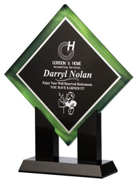 Load image into Gallery viewer, Black Acrylic Diamond w Green Accent, Top &amp; Base 10&quot;
