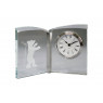 Clear Glass Book w Silver Trim Clock, 5"