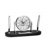 Silver Skeleton Clock w/Dbl Pen Set