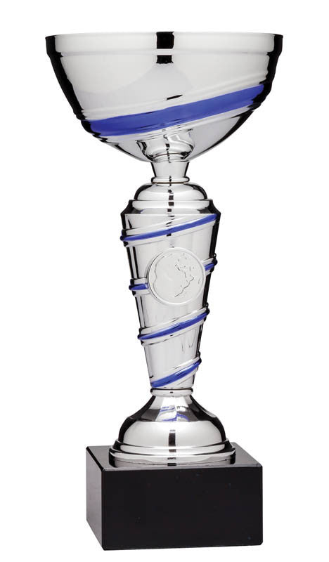 Silver Cup w/Blue Swirl on Base 7 3/4"