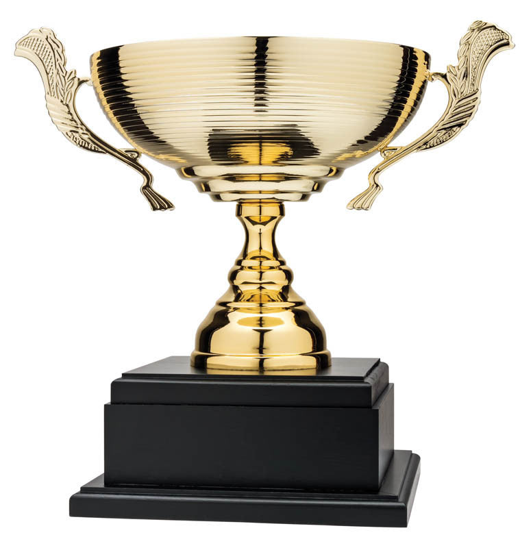 Classic Cup, Gold Ridged Cup w Laurel Handles 13"