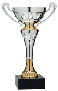 Load image into Gallery viewer, Silver Cup w/Gold Accents on Base 10 3/4"
