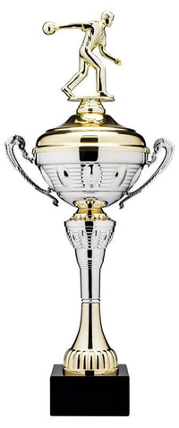 Load image into Gallery viewer, Silver Cup w/Gold Accents on Base 13"
