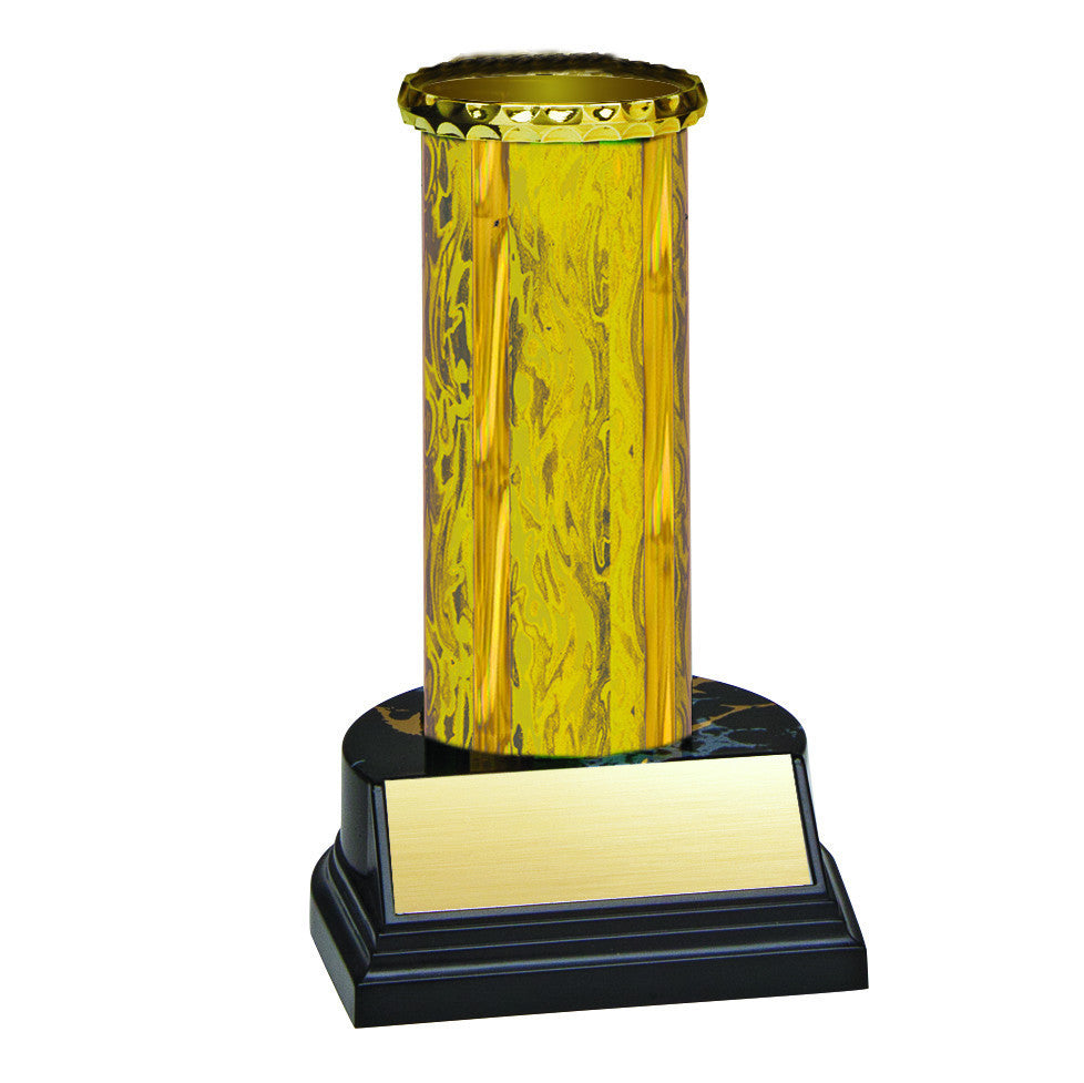 Trophy Kit Gold/Gold Round Blaze Column on Round Black Marble Base