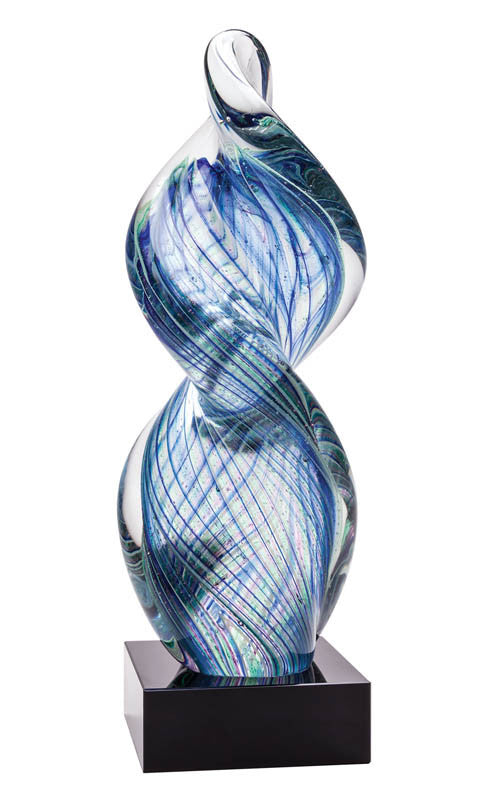 Blue Twist Art Glass, 10"