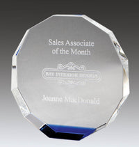 Load image into Gallery viewer, Crystal Octagon w/Blue Accent, 4"
