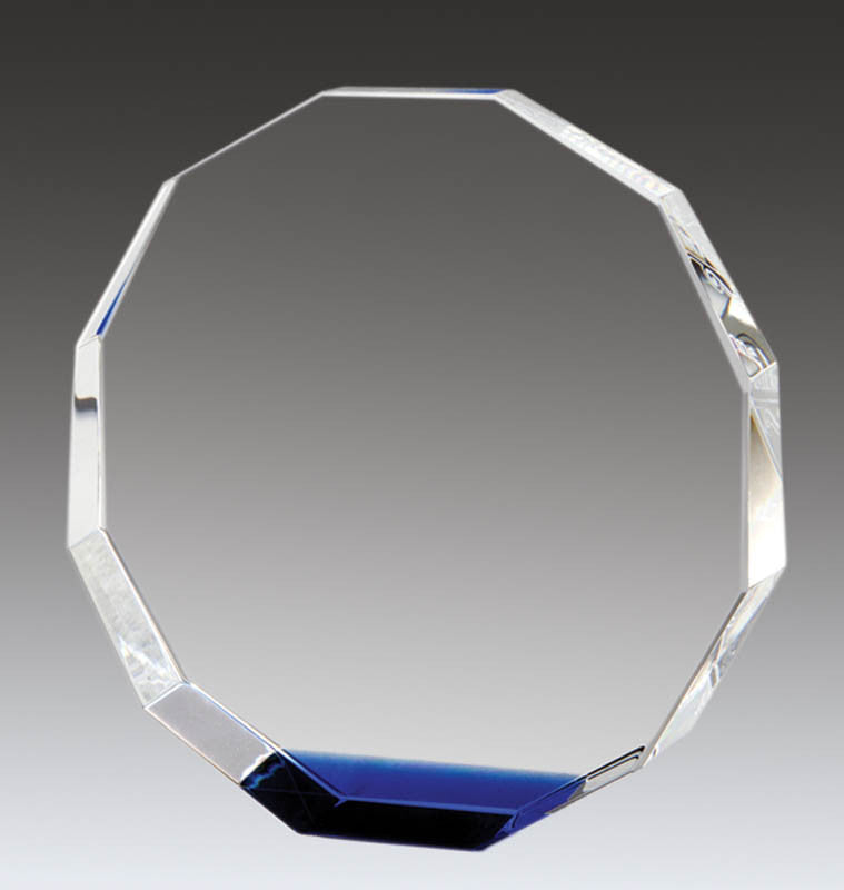 Crystal Octagon w/Blue Accent, 4"