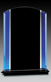 Load image into Gallery viewer, Glass Rounded Top Plaque, Black/Blue 7.25"
