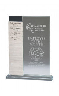 Clear Glass Annual Plaque on Base, Tall w 12 Plates 10"