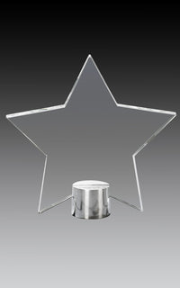 Load image into Gallery viewer, Clear Glass Star Plate on Round Aluminum Base, 4.75"
