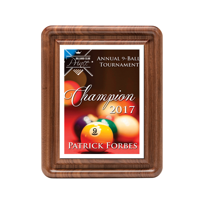 Classic Series Walnut Plaque with Sublimated Plate 9"x11"