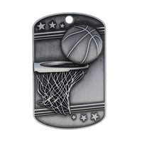 Load image into Gallery viewer, Basketball Dog Tag Key Chain Silver
