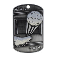 Load image into Gallery viewer, Soccer Dog Tag Key Chain Silver
