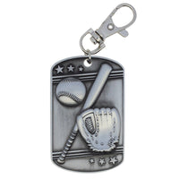 Load image into Gallery viewer, Baseball Dog Tag Key Chain Silver
