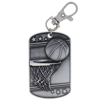 Load image into Gallery viewer, Basketball Dog Tag Key Chain Silver

