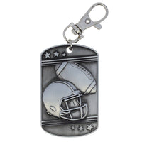 Load image into Gallery viewer, Football Dog Tag Key Chain Silver

