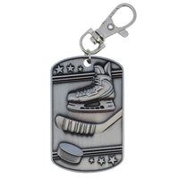 Load image into Gallery viewer, Hockey Dog Tag Key Chain Silver
