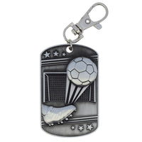 Load image into Gallery viewer, Soccer Dog Tag Key Chain Silver
