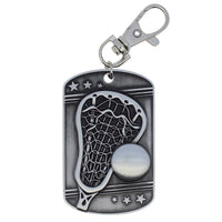 Load image into Gallery viewer, Lacrosse Dog Tag Key Chain Silver
