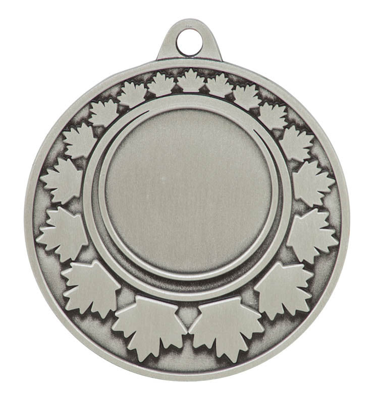 Medal Maple Leaf 1" Insert 2" Dia. Silver