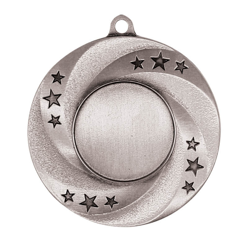 Medal 1" Insert Stars/Swirl, Silver