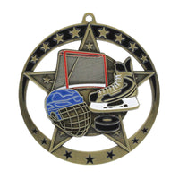 Load image into Gallery viewer, Medal Star Hockey 2.75" Dia. Gold
