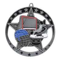 Load image into Gallery viewer, Medal Star Hockey 2.75" Dia. Silver
