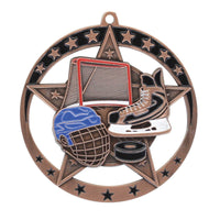 Load image into Gallery viewer, Medal Star Hockey 2.75" Dia. Bronze
