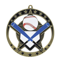 Load image into Gallery viewer, Medal Star Baseball 2.75" Dia. Gold
