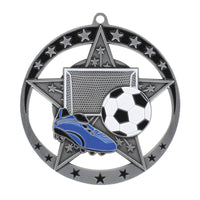 Load image into Gallery viewer, Medal Star Soccer 2.75" Dia. Silver
