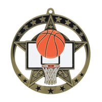 Load image into Gallery viewer, Medal Star Basketball 2.75" Dia. Gold
