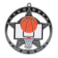 Load image into Gallery viewer, Medal Star Basketball 2.75" Dia. Silver
