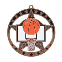 Load image into Gallery viewer, Medal Star Basketball 2.75&quot; Dia. Bronze
