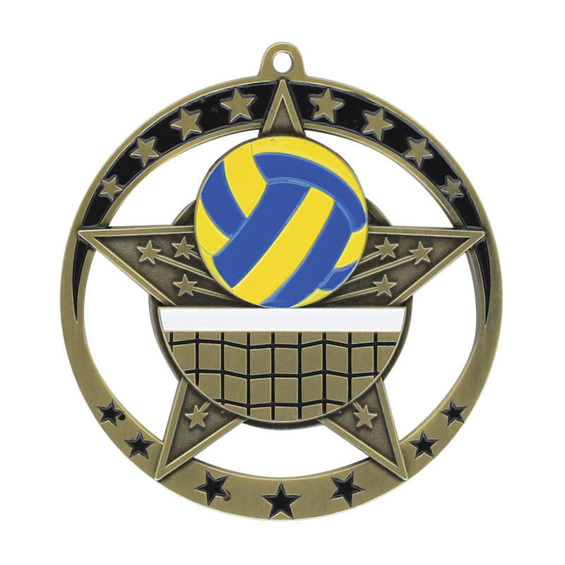 Medal Star Volleyball 2.75" Dia. Gold