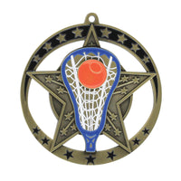 Load image into Gallery viewer, Medal Star Lacrosse 2.75" Dia. Gold

