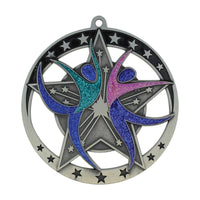 Load image into Gallery viewer, Medal Star Dance 2.75" Dia. Silver

