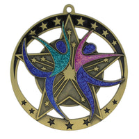 Load image into Gallery viewer, Medal Star Dance 2.75" Dia. Gold
