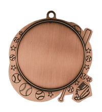 Load image into Gallery viewer, Medal Sport 1.5" Insert 2.5" Dia. Baseball Bronze
