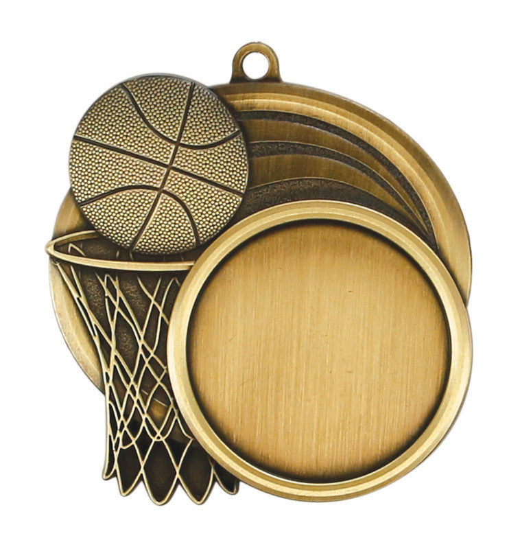 Medal Sport 1.5" Insert 2.5" Dia. Basketball Gold